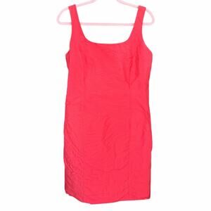 VTG Jennifer West Red Silk Sheath Dress Size 8 Sleeveless Back Slit Minimalist